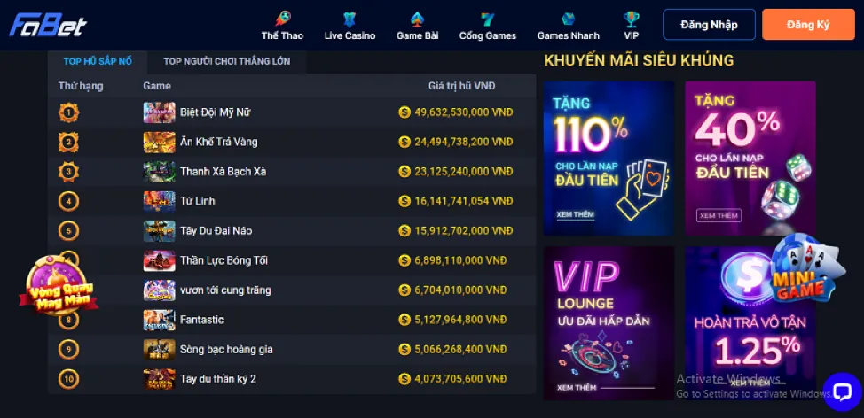 Ưu đãi chào mừng nổ hũ Betvisa88